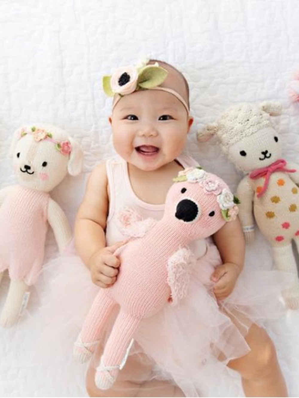 Cuddle + Kind - ‘Penelope’ Flamingo Plush Toy with Floral Crown - 13” Size